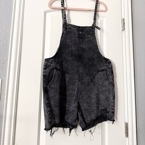 POL Black Washed Denim Overalls